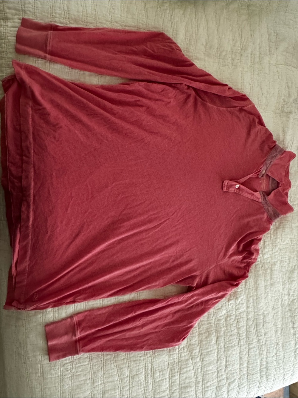 Vineyard Vines Lightweight Long Sleeve Henley in Rose Red